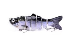 Momeala artificiala, Vobler Articulat, 6 segmente, 10 cm, 2 Carlige, Negru