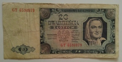 Bancnota Polonia - 20 Zlotych 01-07-1948 foto