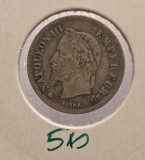 510 France Franta 20 Centimes - Napoleon III 1866, km#805, buna