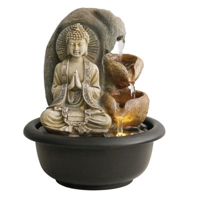 F&amp;acirc;nt&amp;acirc;nă Decorativă Interior, LED, Buddha, Plastic, Negru/Gri, 16x20cm foto