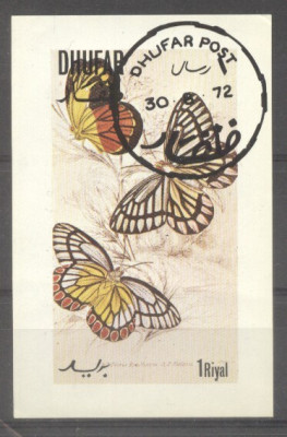 Dhufar 1972 Butterflies, mini imperf.sheet, used AI.018 foto