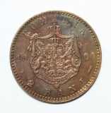 Moneda 2 Bani 1900 Romania, Cu Riduri, Detalii Excelente - Numismatica