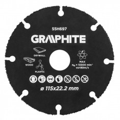 Disc debitat lemn, plastic, 115x22.2 mm, Graphite