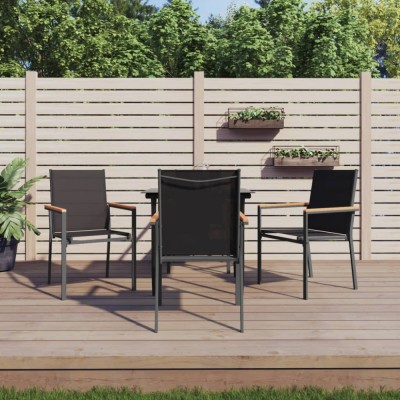 vidaXL Set mobilier de grădină, 5 piese, negru, textilenă și oțel foto