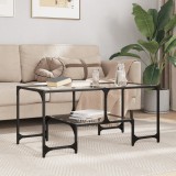 VidaXL Măsuță de cafea cu blat sticlă transparentă 98,5x50x45 cm oțel