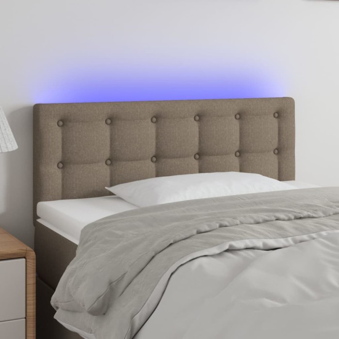 vidaXL Tăblie de pat cu LED, gri taupe, 80x5x78/88 cm, textil 3122024