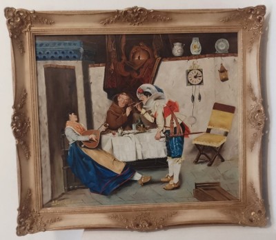Ulei pe p&amp;acirc;nză o lucrare veche semnata foto