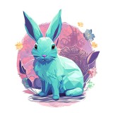 Sticker decorativ, Iepure, Turcoaz, 69 cm, 8594ST