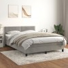 VidaXL Pat box spring cu saltea, gri deschis, 140x190 cm, catifea 3141239