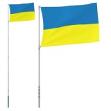 Cumpara ieftin Steag Ucraina cu stalp din aluminiu, 5,55 m