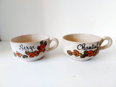 Lot 2 cani pentru supa, ceramica VALLAURIS Franta foto