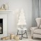 Gossi brad de craciun decorativ, alb, 100 cm, lemn de pin masiv