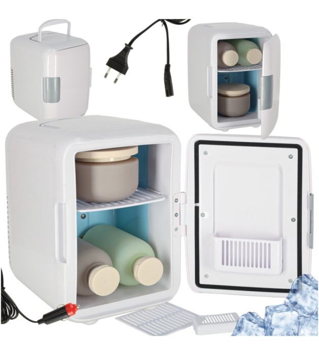 Mini frigider electric portabil 4L, cu racire si incalzire, alb