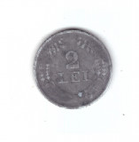 Moneda 2 lei 1941, stare buna, curata, cu o mica pata alba, Zinc
