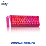 Tastatura mecanica wireless K68 60%, tastatura mecanica gaming，68 taste, RGB, Keycaps PBT cu inscriptionare laterala,4000mAh, portabila, hot-swap comp