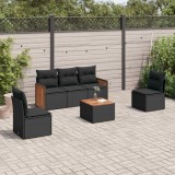 Cumpara ieftin Gossi set mobilier de gradina cu perne, 6 piese, negru, poliratan