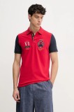Aeronautica Militare tricou polo barbati, culoarea rosu, cu imprimeu, PO1856P191