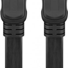 Cablu plat HDMI 19 pini tata HDMI 19 pini tata, 1.4, functie Ethernet, 5 m, Goobay