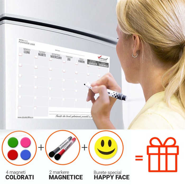 Planner magnetic lunar 42&amp;#215;30 cm, Visual, cu accesorii incluse