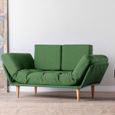 Canapea extensibila Nina Daybed, Futon, 3 locuri, 200x70 cm, metal, verde