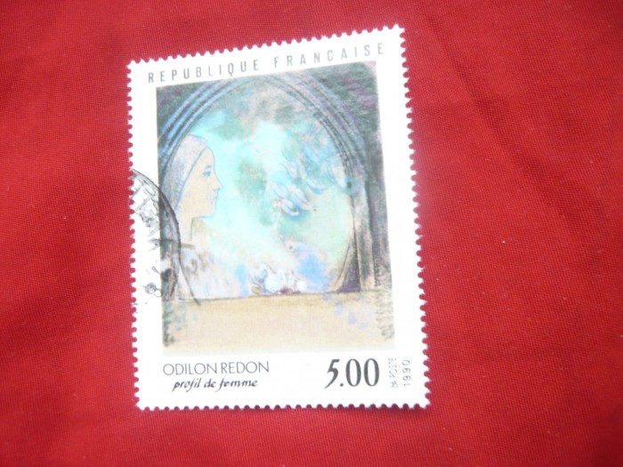 Serie 1 valoare Franta 1990 - Pictura - de Odilon Redon ,stampilat