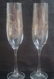 Serviciu-set 2 cupe sampanie din Cristal Bohemia ,ceremonii,eveniment casatorie