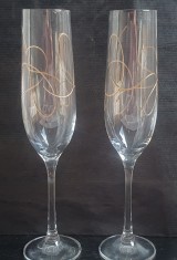 Serviciu-set 2 cupe sampanie din Cristal Bohemia ,ceremonii,eveniment casatorie
