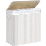 Cos rufe, 3 compartimente, bambus, alb, 25 L, 60x40x61.5 cm, Artool, Leobert