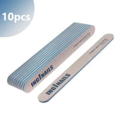 Inginails Pilă unghii 100/180 - dreaptă, zebră cu centru albastru - 10buc foto