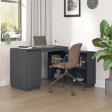 Birou vidaXL Gri 110x50x75 cm Lemn Masiv Pin, Birou Calculator, Masa PC, Design Modern, Spatiu Depozitare