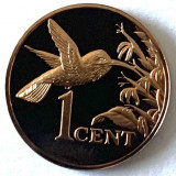 TRINIDAD &amp; TOBAGO 1 CENT 1976 PROOF,( Pasăre colibri.), America Centrala si de Sud, Bronz