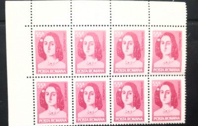 Romania 1975 Lp 884 bloc de 8 timbre Ana Ipatescu nestampilat foto