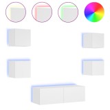 Cumpara ieftin Comode TV de perete cu lumini LED, 5 piese, alb