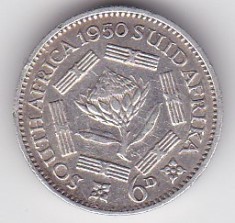 Africa de Sud 6 pence 1950 George VI Sextus Rex