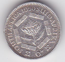 Africa de Sud 6 pence 1950 George VI Sextus Rex