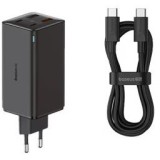 Incarcator retea Baseus GaN6 Pro,Quick Charge 100W,2 x USB Type-C Output 5V/3A,2 x USB (include Cablu USB Type-C la USB Type-C de 100W),negru