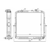 Radiator apa racire motor, KIA K-SERIE, 2001-2005 model K2500; cv manuala; motor 2,5 Diesel, aluminiu/ plastic brazat, 528x472x32 mm,