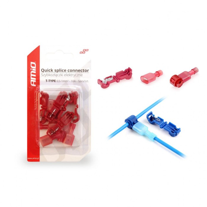 Cuplaje electrice pentru imbinari rapide de tip t 0,5 - 1mm2, 10a, 5 buc blister