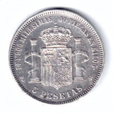 SPANIA 5 PESETAS 1871 SD M ARGINT XF, Europa