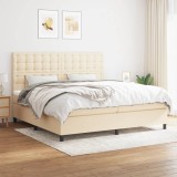 Cumpara ieftin Gossi pat box spring cu saltea, crem, 200x200 cm, textil