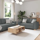 VidaXL Set de canapele cu perne, 2 piese, gri &icirc;nchis, textil