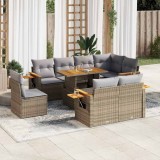 Gossi set canapele gradina cu perne 9 piese bej poliratan/lemn acacia