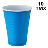 Set Pahare Plastic, 10 Bucăți, Capacitate 270ml, Culoare Albastru cu Alb, Oem
