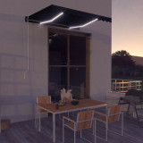 Copertina retractabila manual cu LED, antracit, 300 x 250 cm