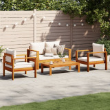 VidaXL Set canapele de grădină cu perne, 4 piese, lemn masiv de acacia