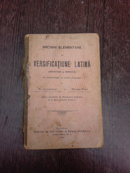 Notiuni elementare de versificatiune latina - ND. Locusteanu