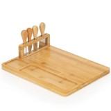 Set servire branzeturi cu platou din bambus si accesorii, 35x28x8 cm, maro natur Household NewTrend