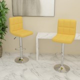 VidaXL Scaune de bar, 2 buc., galben muștar, material textil