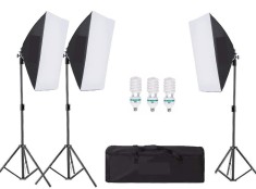 Kit 3 softbox lumina continua cu geanta transport si 3x bec 150W