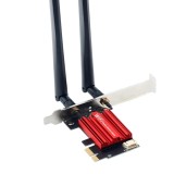 Placa de retea WiFi 6, 1800Mbps, Bluetooth 5.2,2.4G/5G, rosu, set cu antene x2